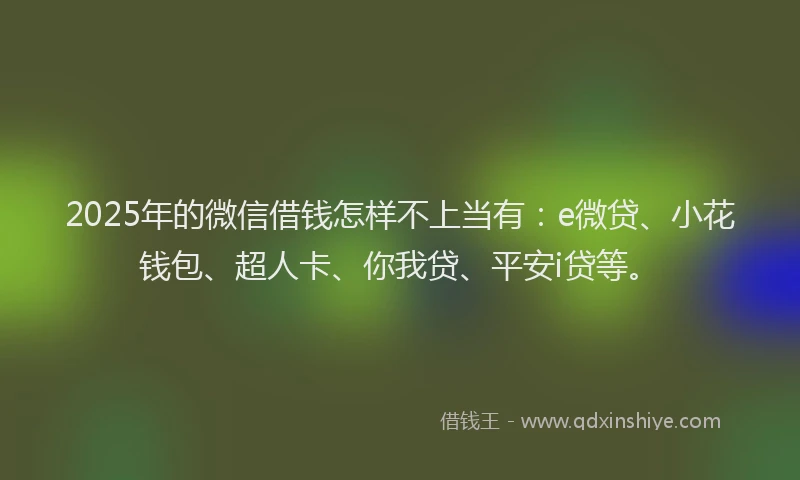 2025年的微信借钱怎样不上当有：e微贷、小花钱包、超人卡、你我贷、平安i贷等。