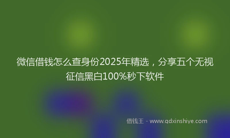 微信借钱怎么查身份2025年精选，分享五个无视征信黑白100%秒下软件