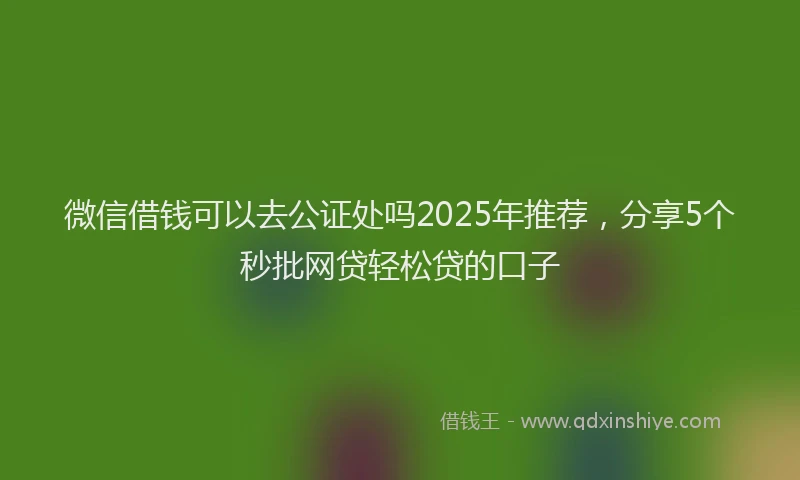 微信借钱可以去公证处吗2025年推荐，分享5个秒批网贷轻松贷的口子