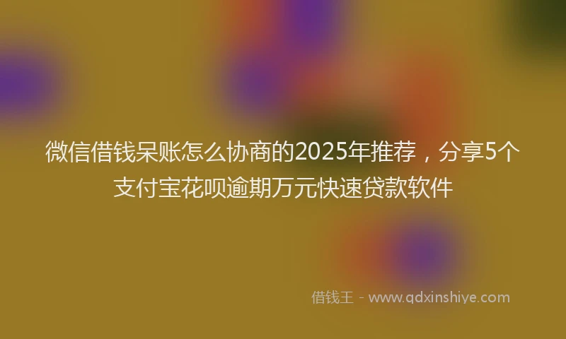 微信借钱呆账怎么协商的2025年推荐，分享5个支付宝花呗逾期万元快速贷款软件