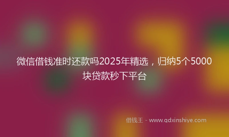 微信借钱准时还款吗2025年精选，归纳5个5000块贷款秒下平台
