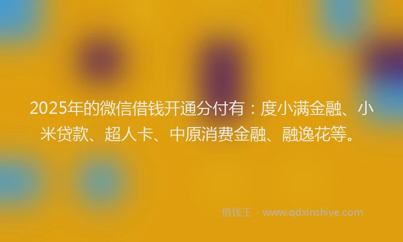 2025年的微信借钱开通分付有：度小满金融、小米贷款、超人卡、中原消费金融、融逸花等。