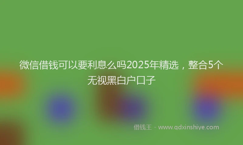 微信借钱可以要利息么吗2025年精选，整合5个无视黑白户口子