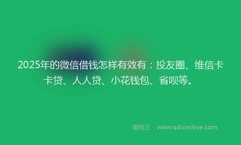 2025年的微信借钱怎样有效有：投友圈、维信卡卡贷、人人贷、小花钱包、省呗等。