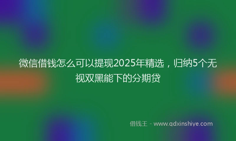 微信借钱怎么可以提现2025年精选，归纳5个无视双黑能下的分期贷