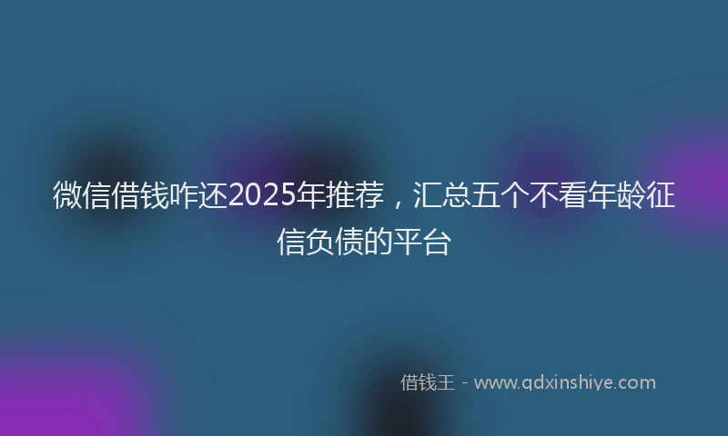 微信借钱咋还2025年推荐，汇总五个不看年龄征信负债的平台