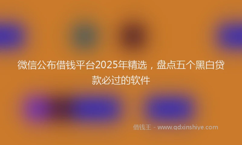 微信公布借钱平台2025年精选，盘点五个黑白贷款必过的软件