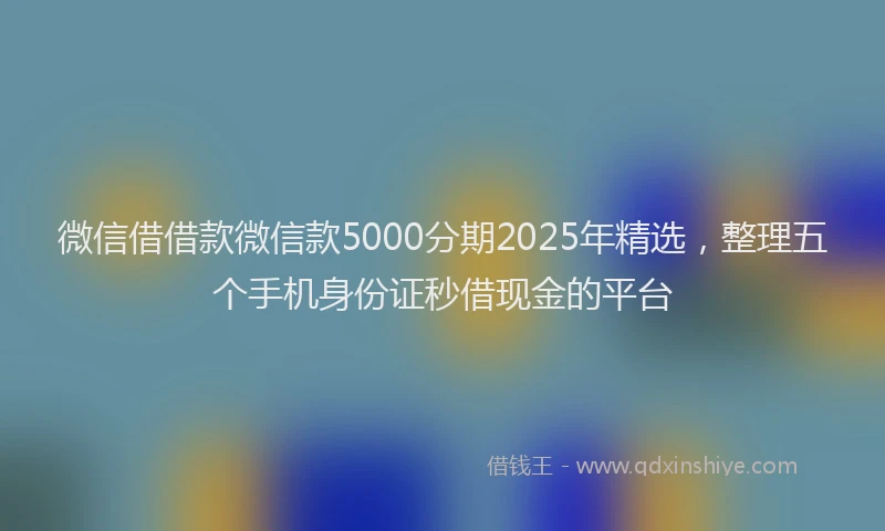 微信借借款微信款5000分期2025年精选，整理五个手机身份证秒借现金的平台