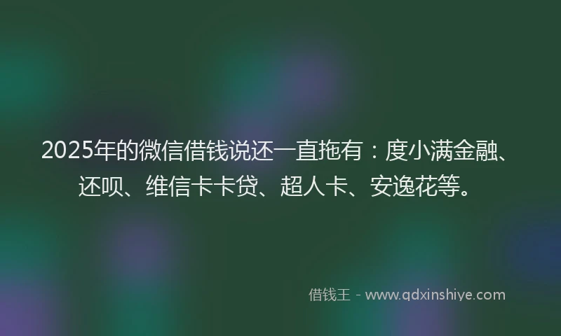 2025年的微信借钱说还一直拖有：度小满金融、还呗、维信卡卡贷、超人卡、安逸花等。
