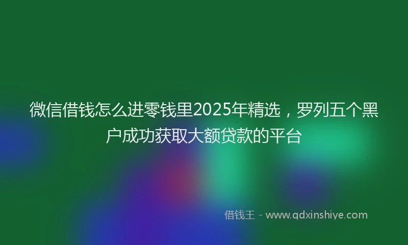微信借钱怎么进零钱里2025年精选，罗列五个黑户成功获取大额贷款的平台