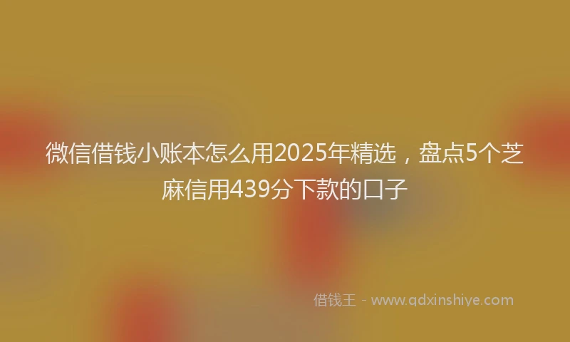 微信借钱小账本怎么用2025年精选，盘点5个芝麻信用439分下款的口子