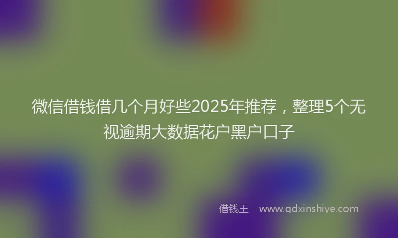 微信借钱借几个月好些2025年推荐，整理5个无视逾期大数据花户黑户口子