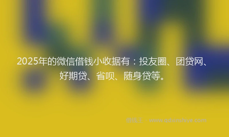 2025年的微信借钱小收据有：投友圈、团贷网、好期贷、省呗、随身贷等。