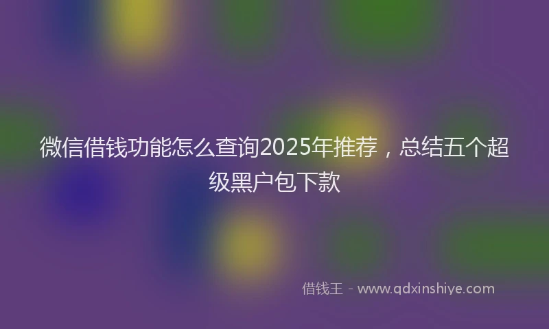 微信借钱功能怎么查询2025年推荐，总结五个超级黑户包下款