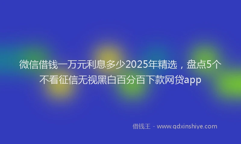 微信借钱一万元利息多少2025年精选，盘点5个不看征信无视黑白百分百下款网贷app