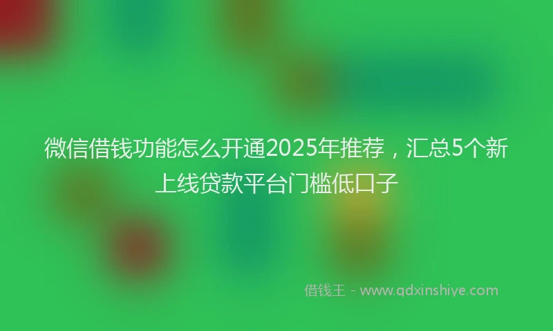 微信借钱功能怎么开通2025年推荐，汇总5个新上线贷款平台门槛低口子