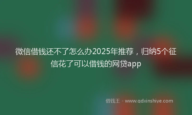 微信借钱还不了怎么办2025年推荐，归纳5个征信花了可以借钱的网贷app
