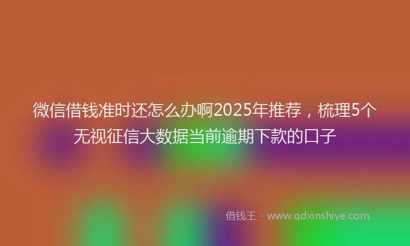 微信借钱准时还怎么办啊2025年推荐，梳理5个无视征信大数据当前逾期下款的口子