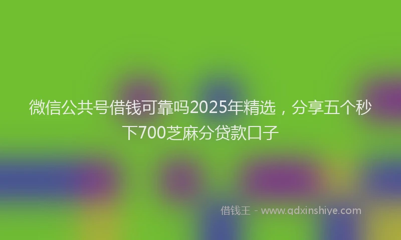 微信公共号借钱可靠吗2025年精选，分享五个秒下700芝麻分贷款口子