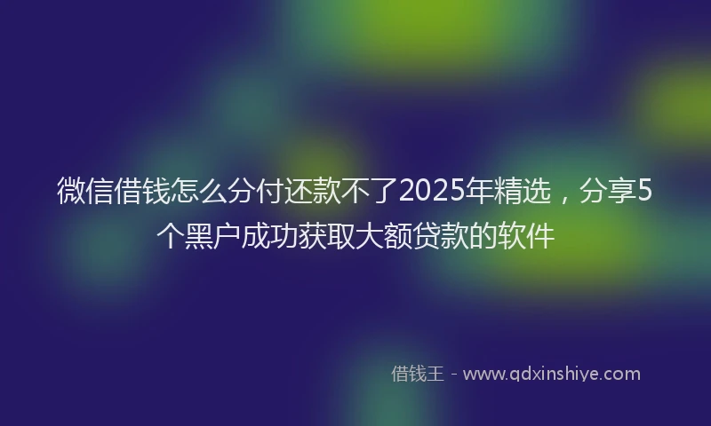 微信借钱怎么分付还款不了2025年精选，分享5个黑户成功获取大额贷款的软件