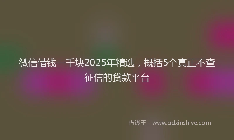 微信借钱一千块2025年精选，概括5个真正不查征信的贷款平台