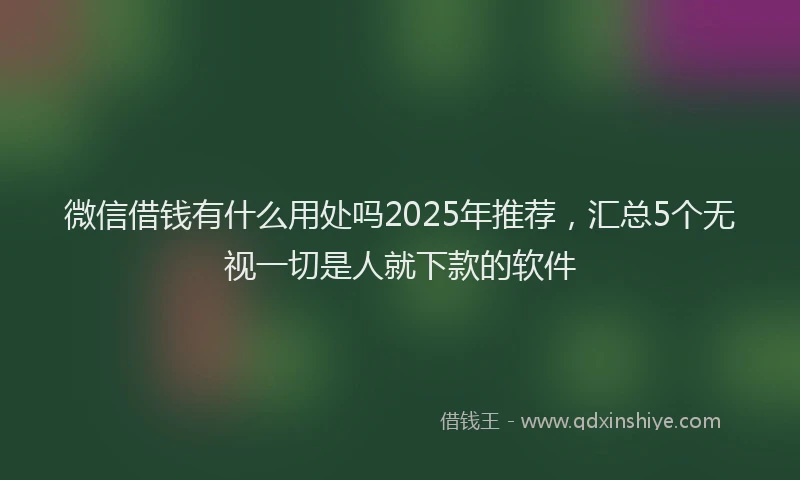 微信借钱有什么用处吗2025年推荐，汇总5个无视一切是人就下款的软件