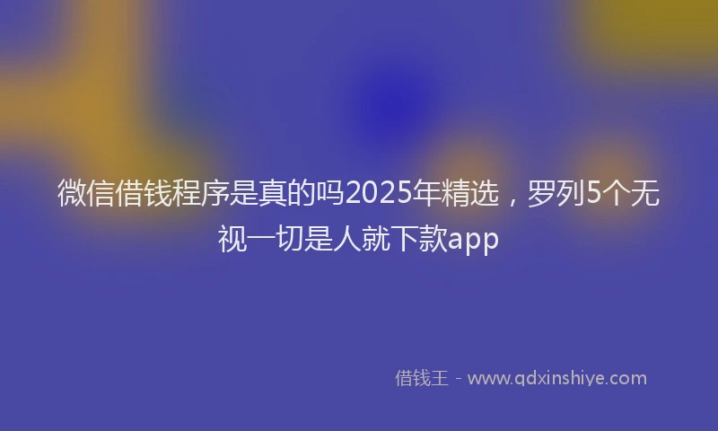 微信借钱程序是真的吗2025年精选，罗列5个无视一切是人就下款app