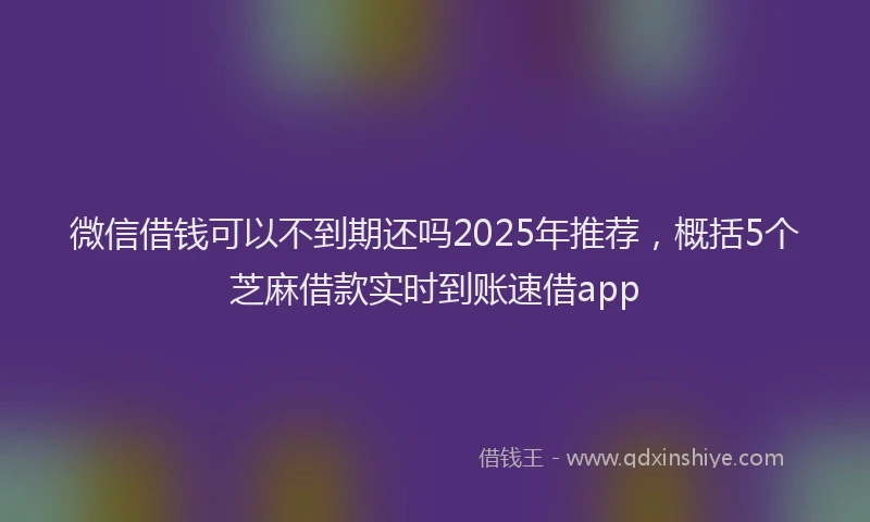 微信借钱可以不到期还吗2025年推荐，概括5个芝麻借款实时到账速借app