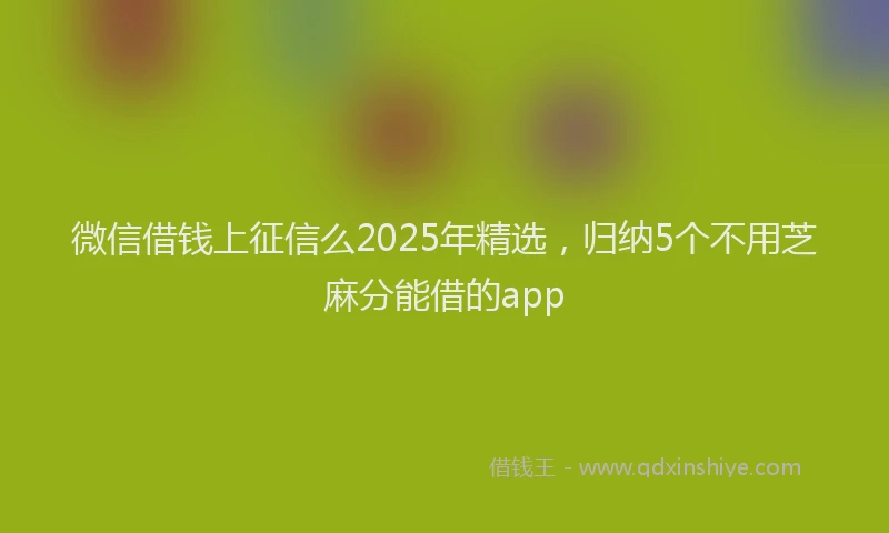 微信借钱上征信么2025年精选，归纳5个不用芝麻分能借的app