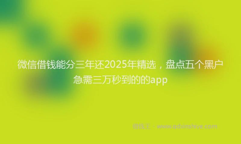 微信借钱能分三年还2025年精选，盘点五个黑户急需三万秒到的的app