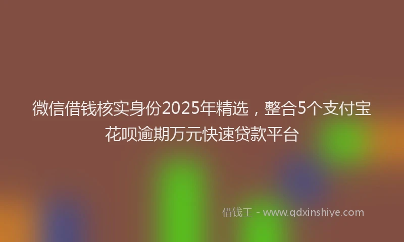 微信借钱核实身份2025年精选，整合5个支付宝花呗逾期万元快速贷款平台