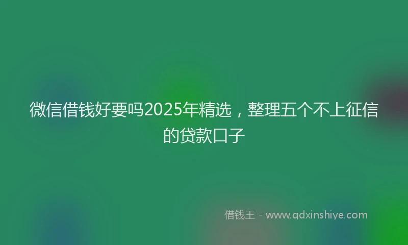 微信借钱好要吗2025年精选，整理五个不上征信的贷款口子