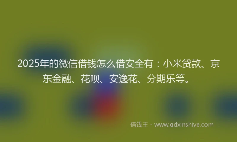 2025年的微信借钱怎么借安全有：小米贷款、京东金融、花呗、安逸花、分期乐等。