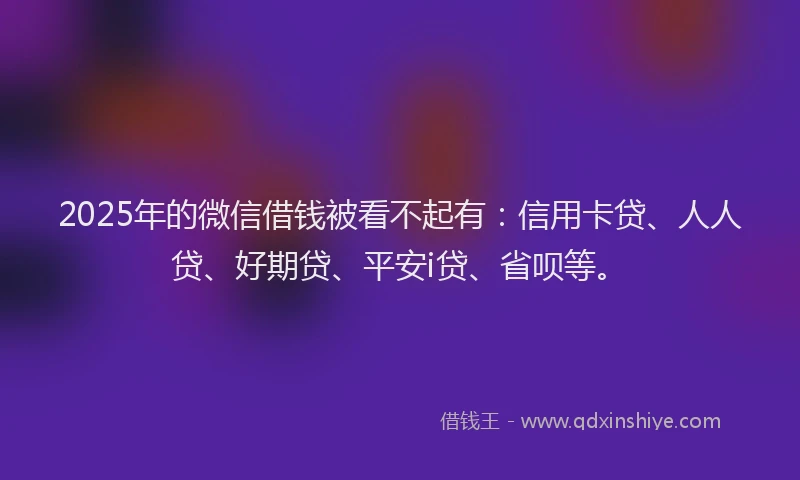 2025年的微信借钱被看不起有：信用卡贷、人人贷、好期贷、平安i贷、省呗等。