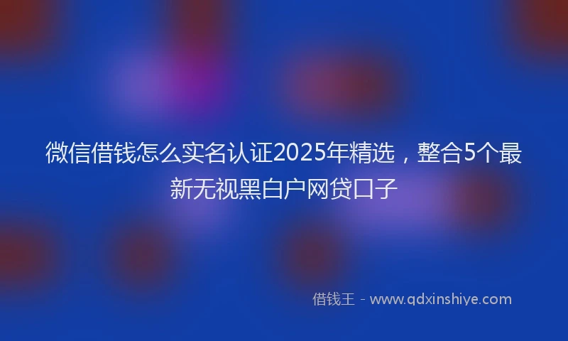 微信借钱怎么实名认证2025年精选，整合5个最新无视黑白户网贷口子