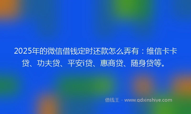 2025年的微信借钱定时还款怎么弄有：维信卡卡贷、功夫贷、平安i贷、惠商贷、随身贷等。