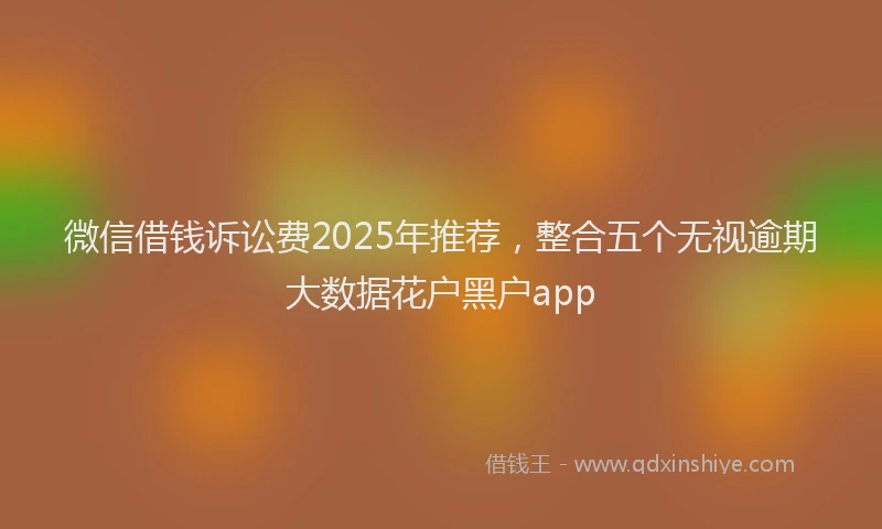 微信借钱诉讼费2025年推荐，整合五个无视逾期大数据花户黑户app