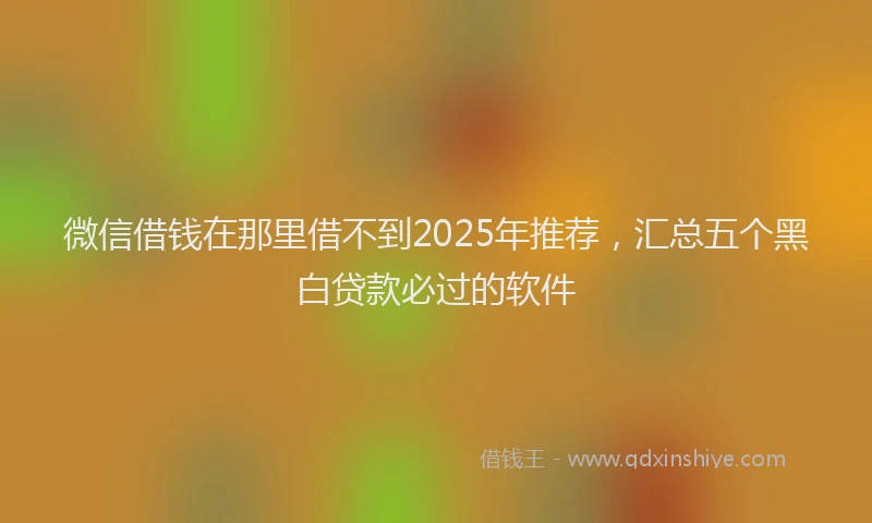 微信借钱在那里借不到2025年推荐，汇总五个黑白贷款必过的软件
