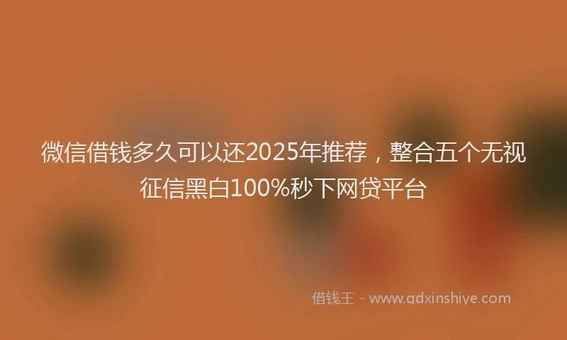 微信借钱多久可以还2025年推荐，整合五个无视征信黑白100%秒下网贷平台