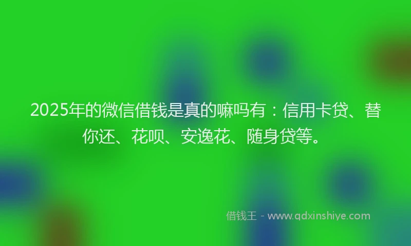 2025年的微信借钱是真的嘛吗有：信用卡贷、替你还、花呗、安逸花、随身贷等。