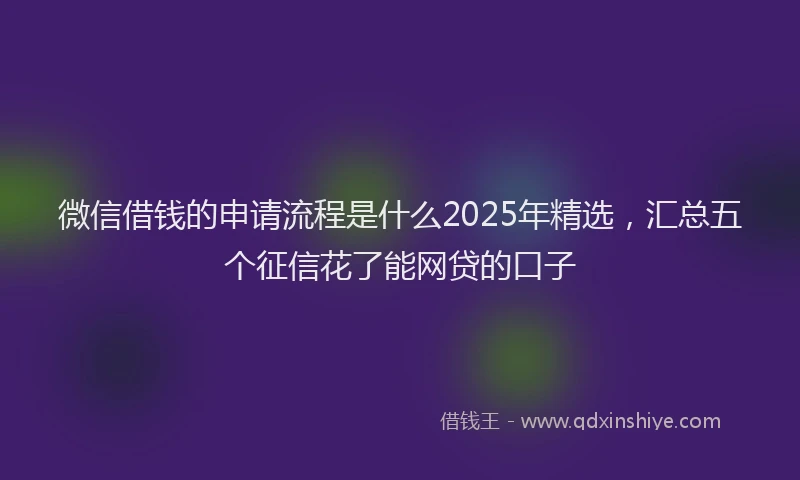 微信借钱的申请流程是什么2025年精选，汇总五个征信花了能网贷的口子