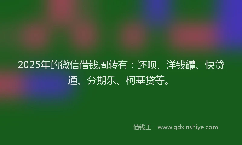 2025年的微信借钱周转有：还呗、洋钱罐、快贷通、分期乐、柯基贷等。