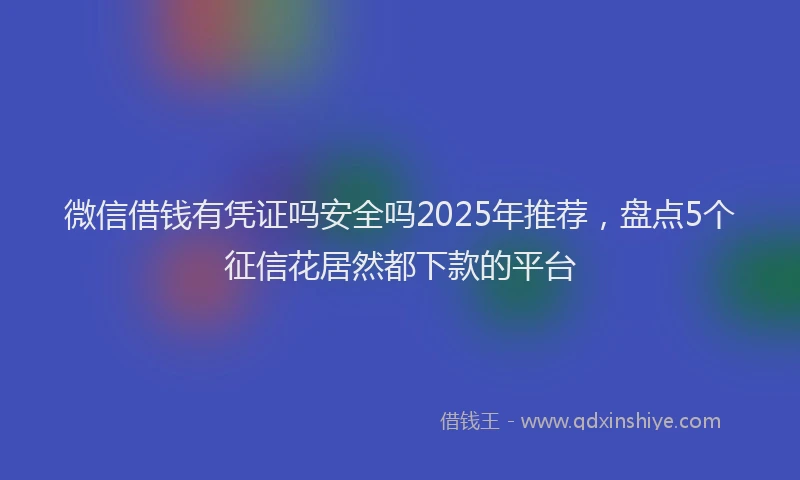 微信借钱有凭证吗安全吗2025年推荐，盘点5个征信花居然都下款的平台