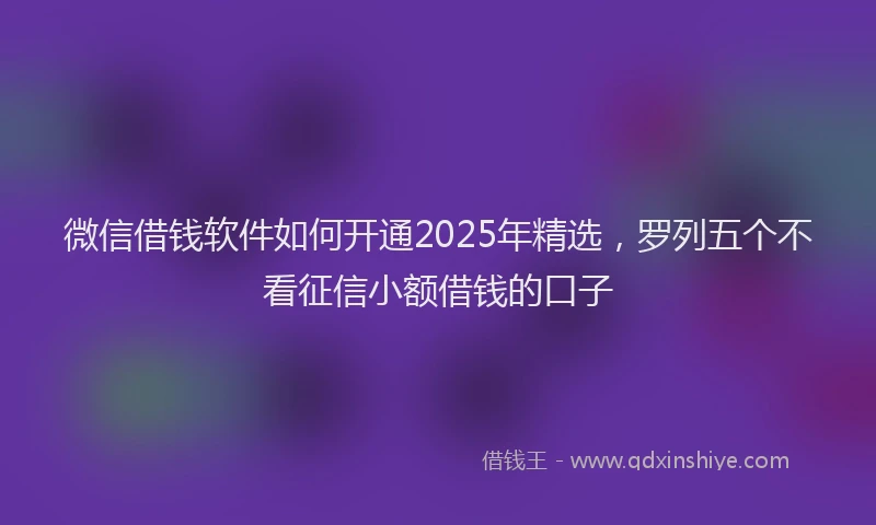 微信借钱软件如何开通2025年精选，罗列五个不看征信小额借钱的口子