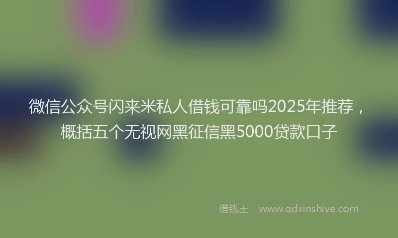 微信公众号闪来米私人借钱可靠吗2025年推荐,概括五个无视网黑征信黑5000贷款口子