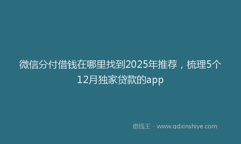 微信分付借钱在哪里找到2025年推荐，梳理5个12月独家贷款的app