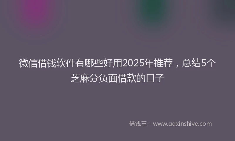 微信借钱软件有哪些好用2025年推荐，总结5个芝麻分负面借款的口子