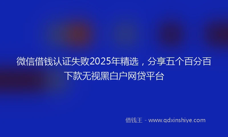 微信借钱认证失败2025年精选，分享五个百分百下款无视黑白户网贷平台