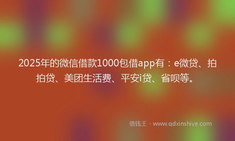 2025年的微信借款1000包借app有：e微贷、拍拍贷、美团生活费、平安i贷、省呗等。