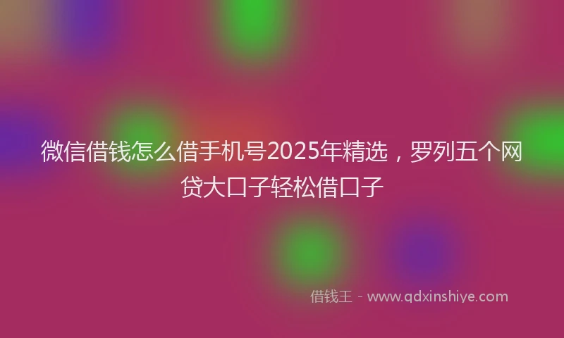 微信借钱怎么借手机号2025年精选，罗列五个网贷大口子轻松借口子
